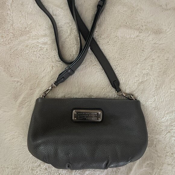 Marc by Marc Jacobs Classic Q Percy Crossbody Gray Pebbles Leather Bag Small - Picture 1 of 13